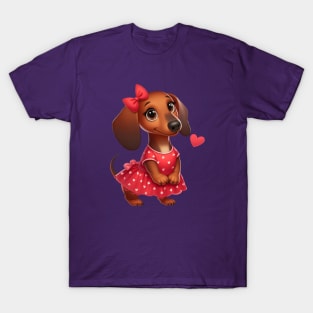 Dachshund Diva Valentine T-Shirt